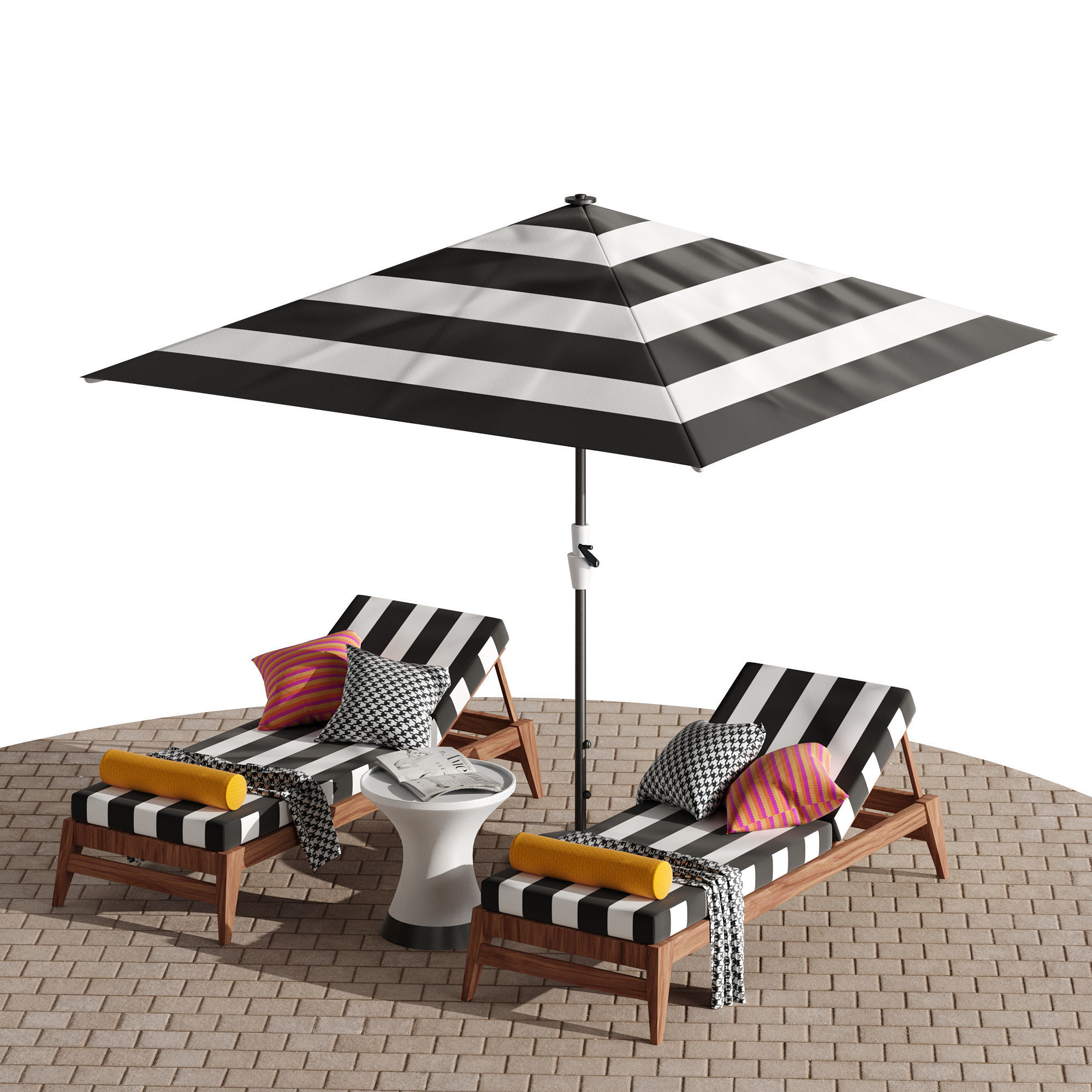 Beach lounge outdoor set 10 3D model_23