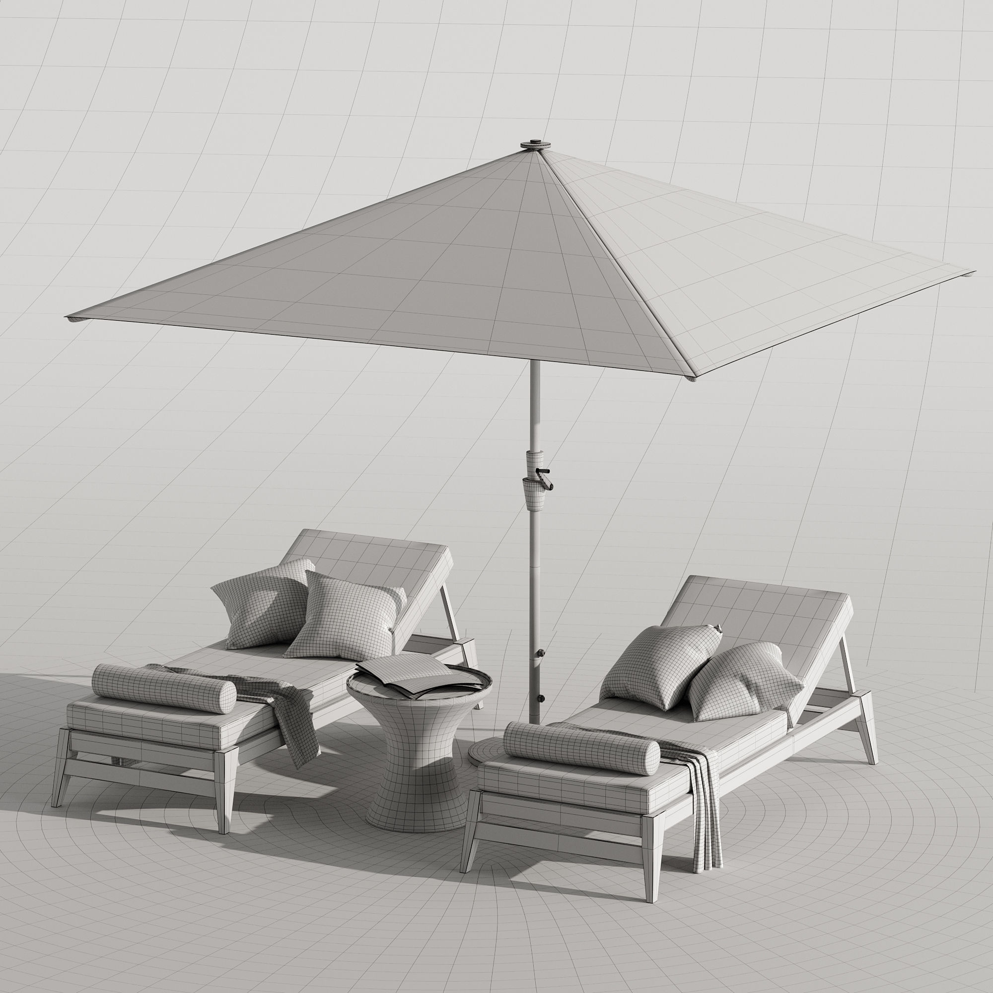 Beach lounge outdoor set 10 3D model_15