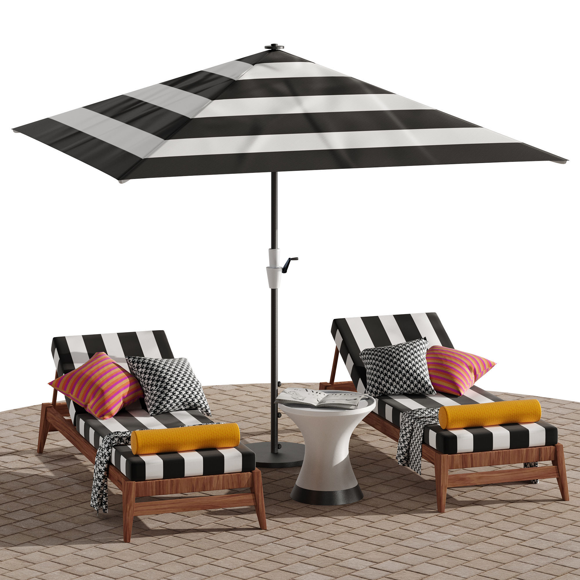 Beach lounge outdoor set 10 3D model_21