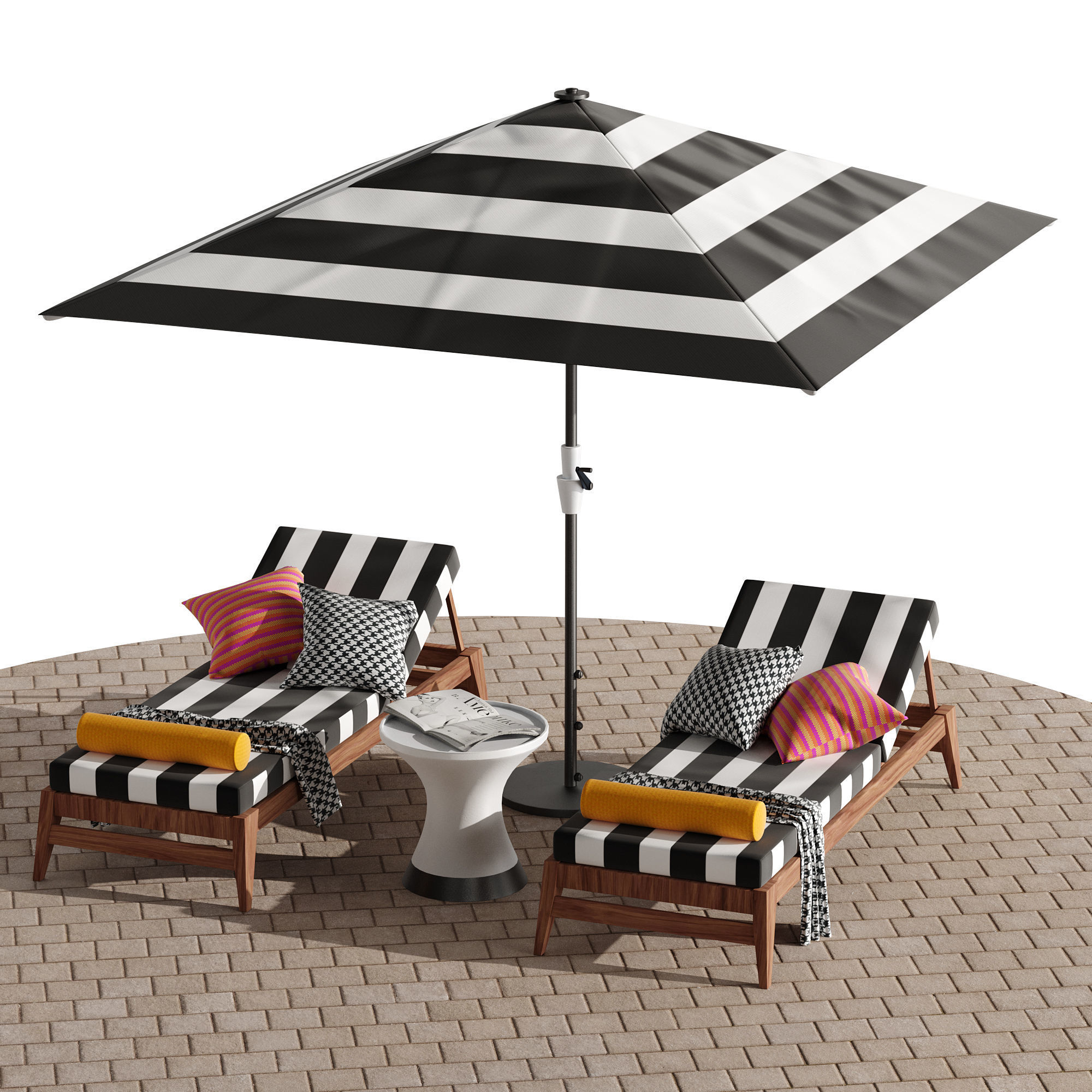 Beach lounge outdoor set 10 3D model_4