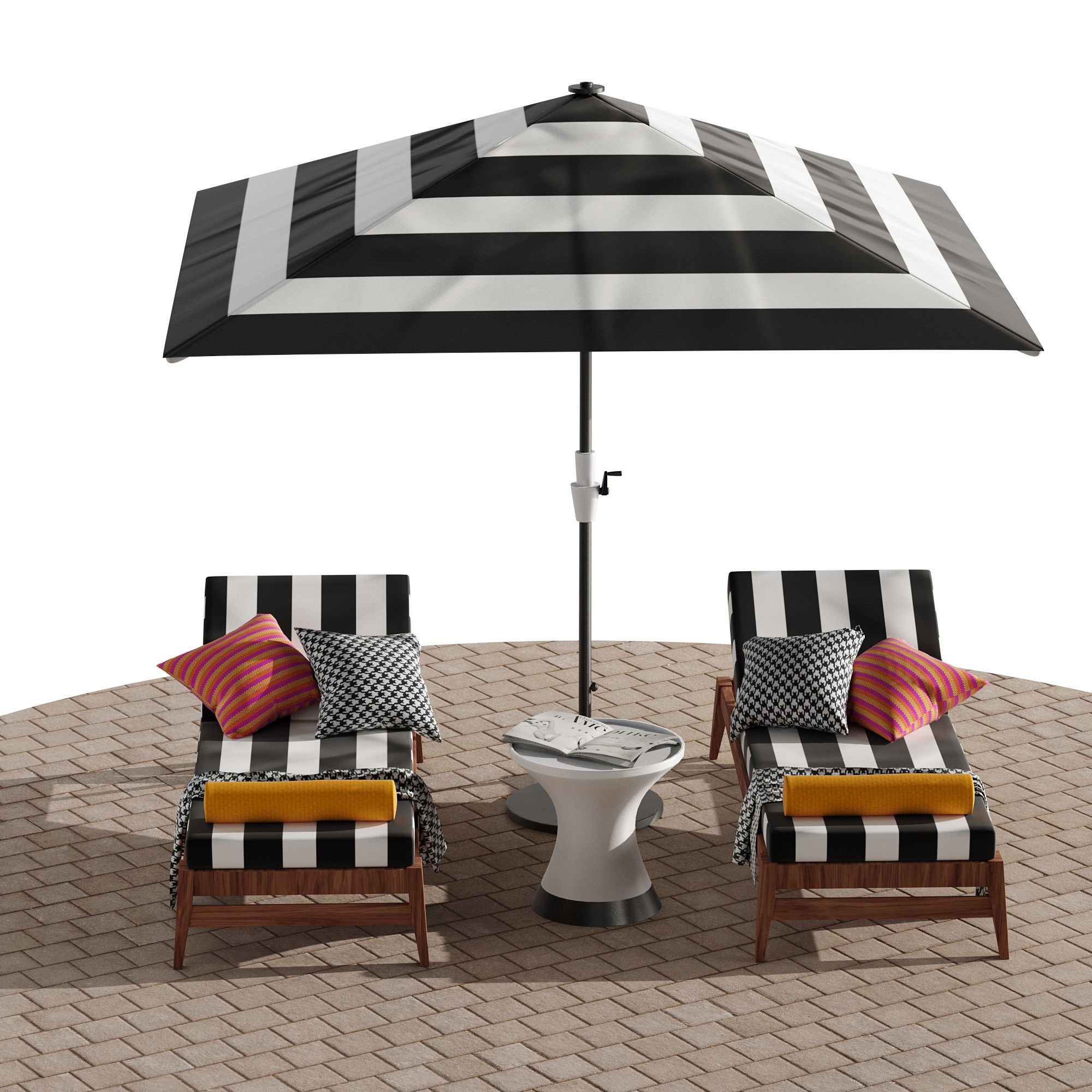 Beach lounge outdoor set 10 3D model_13