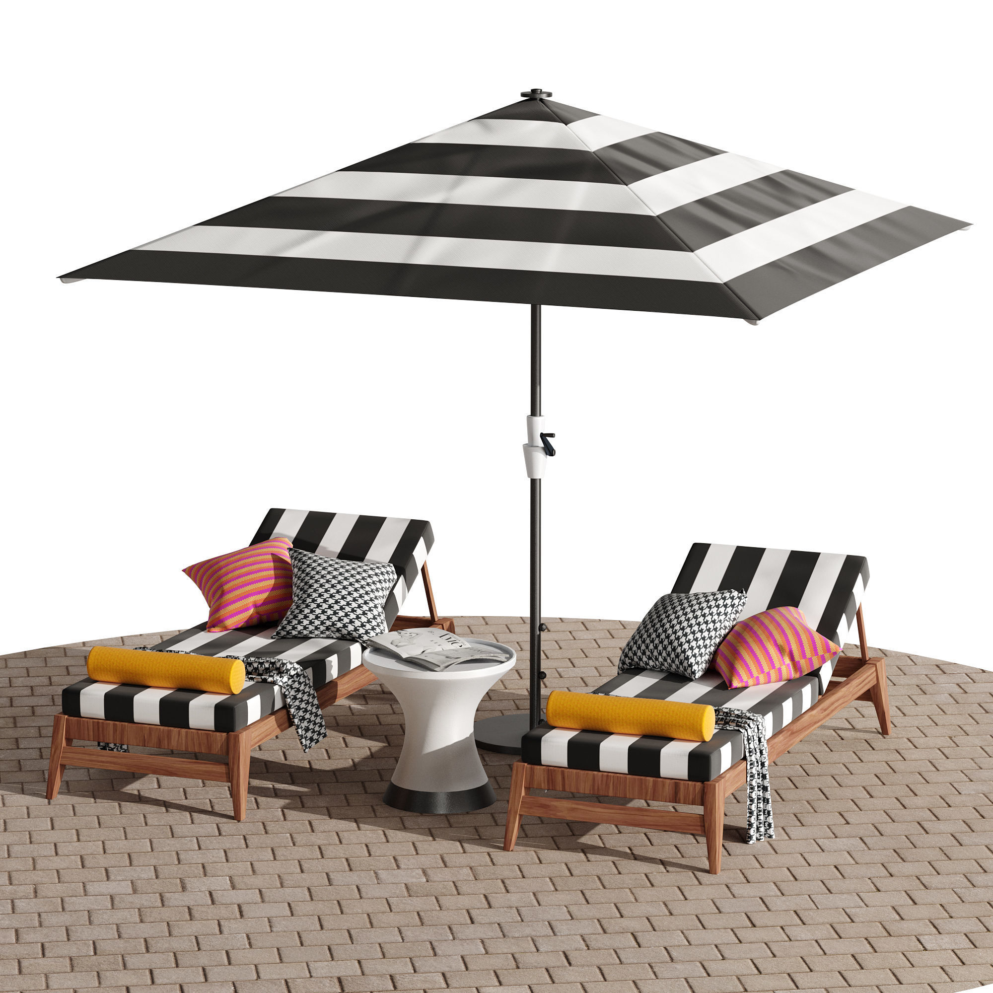 Beach lounge outdoor set 10 3D model_12