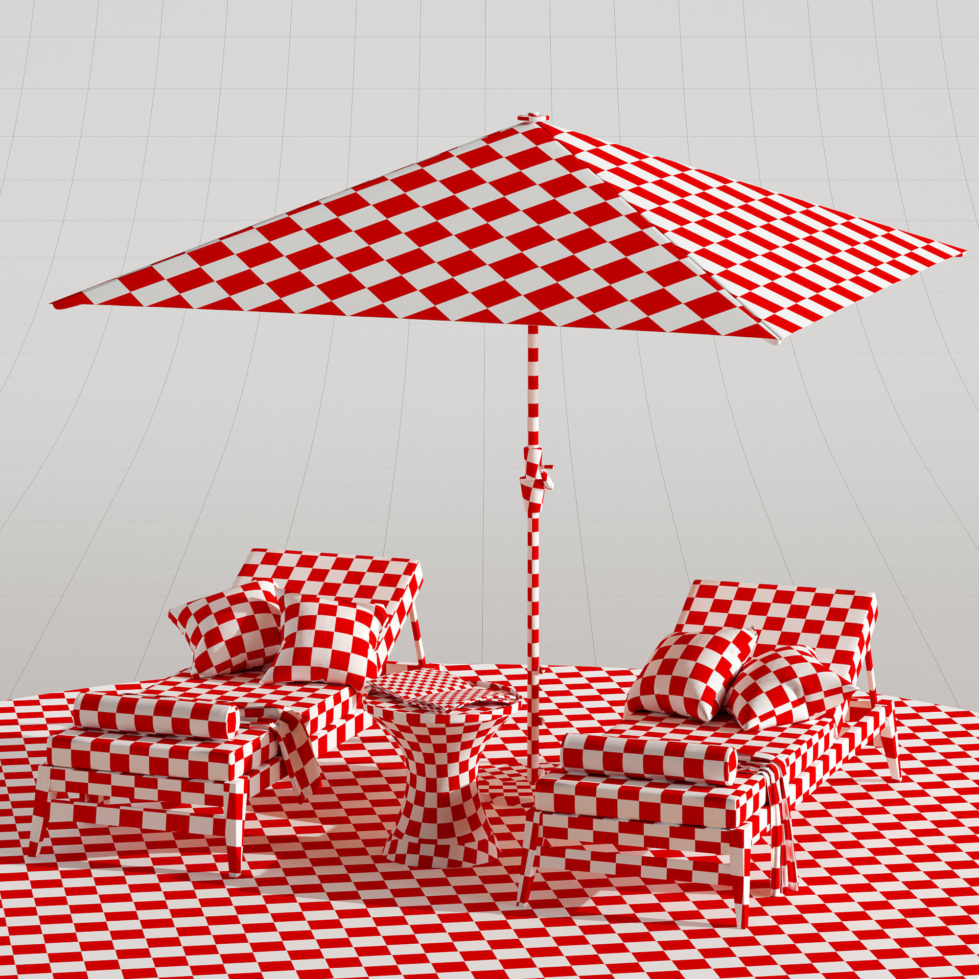 Beach lounge outdoor set 10 3D model_9