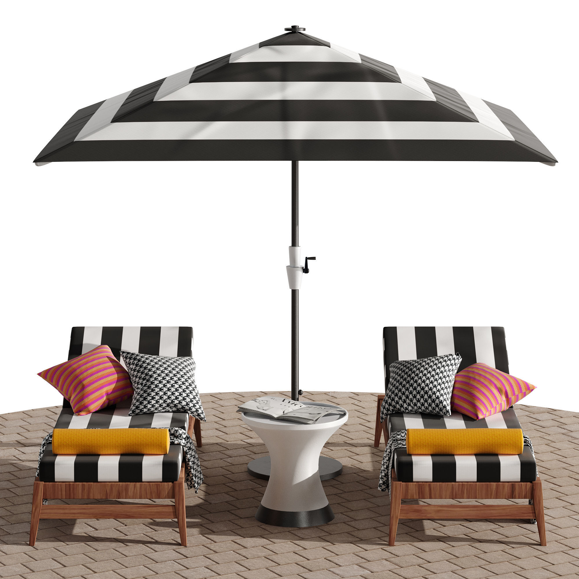 Beach lounge outdoor set 10 3D model_6