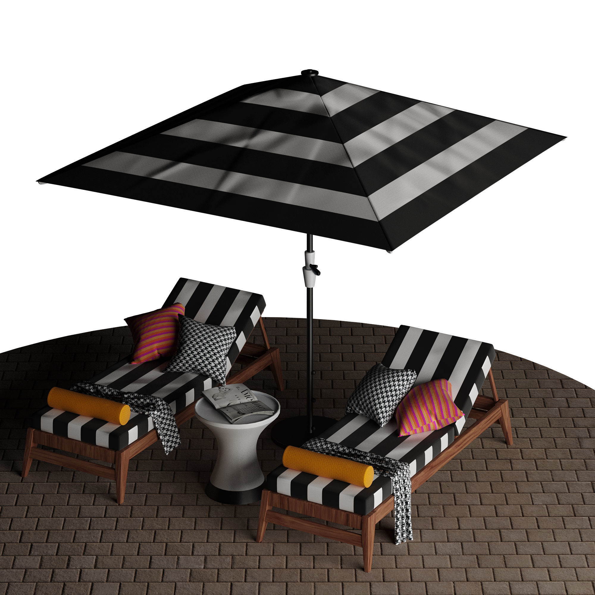 Beach lounge outdoor set 10 3D model_35