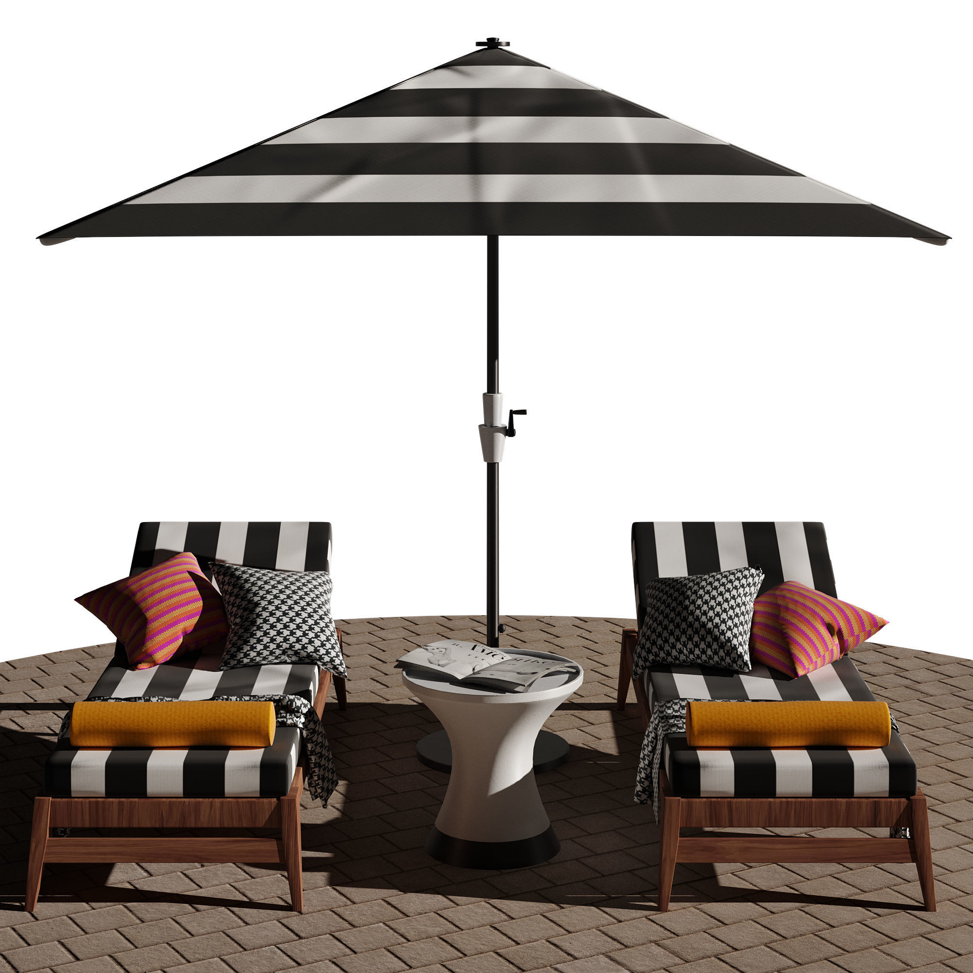 Beach lounge outdoor set 10 3D model_24