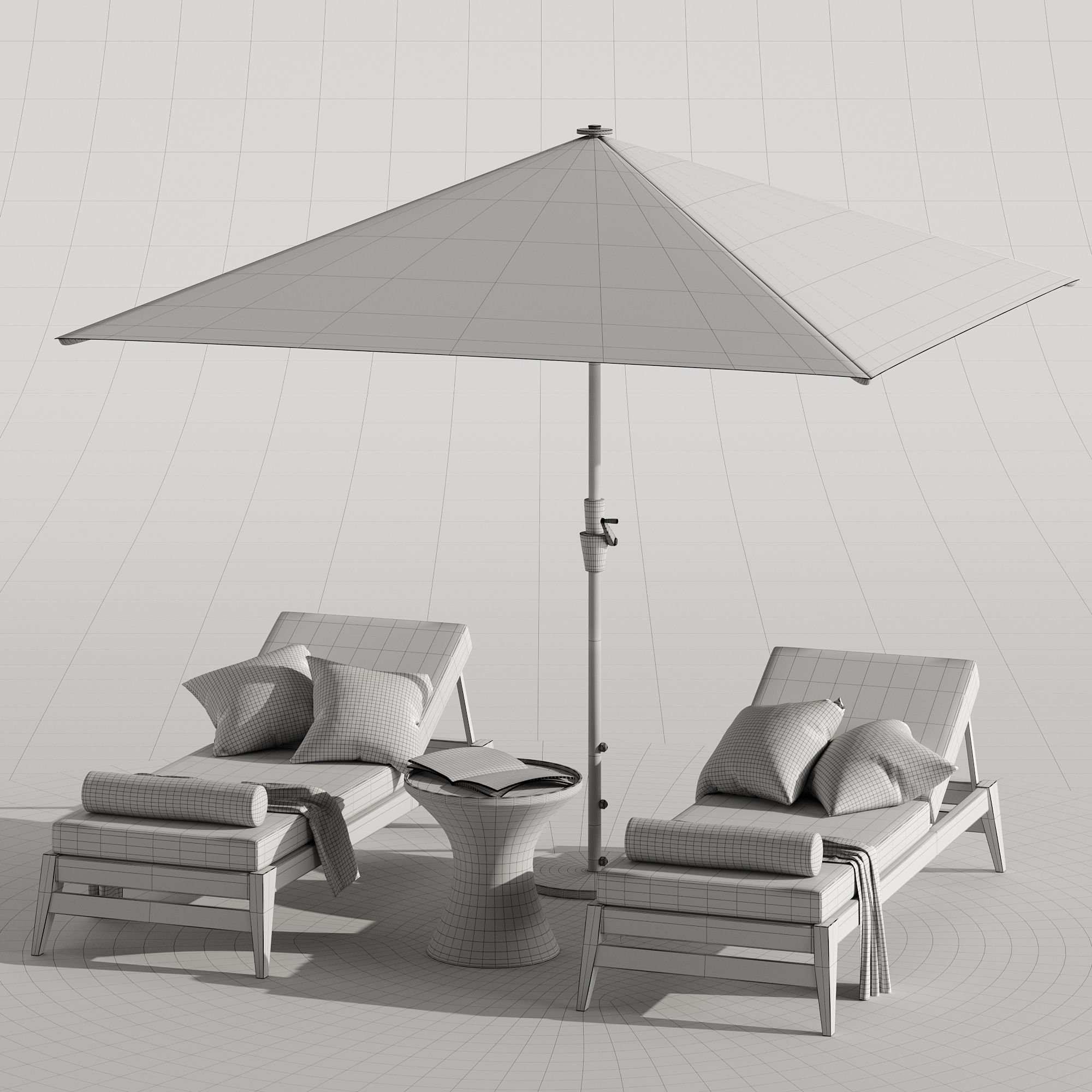 Beach lounge outdoor set 10 3D model_10