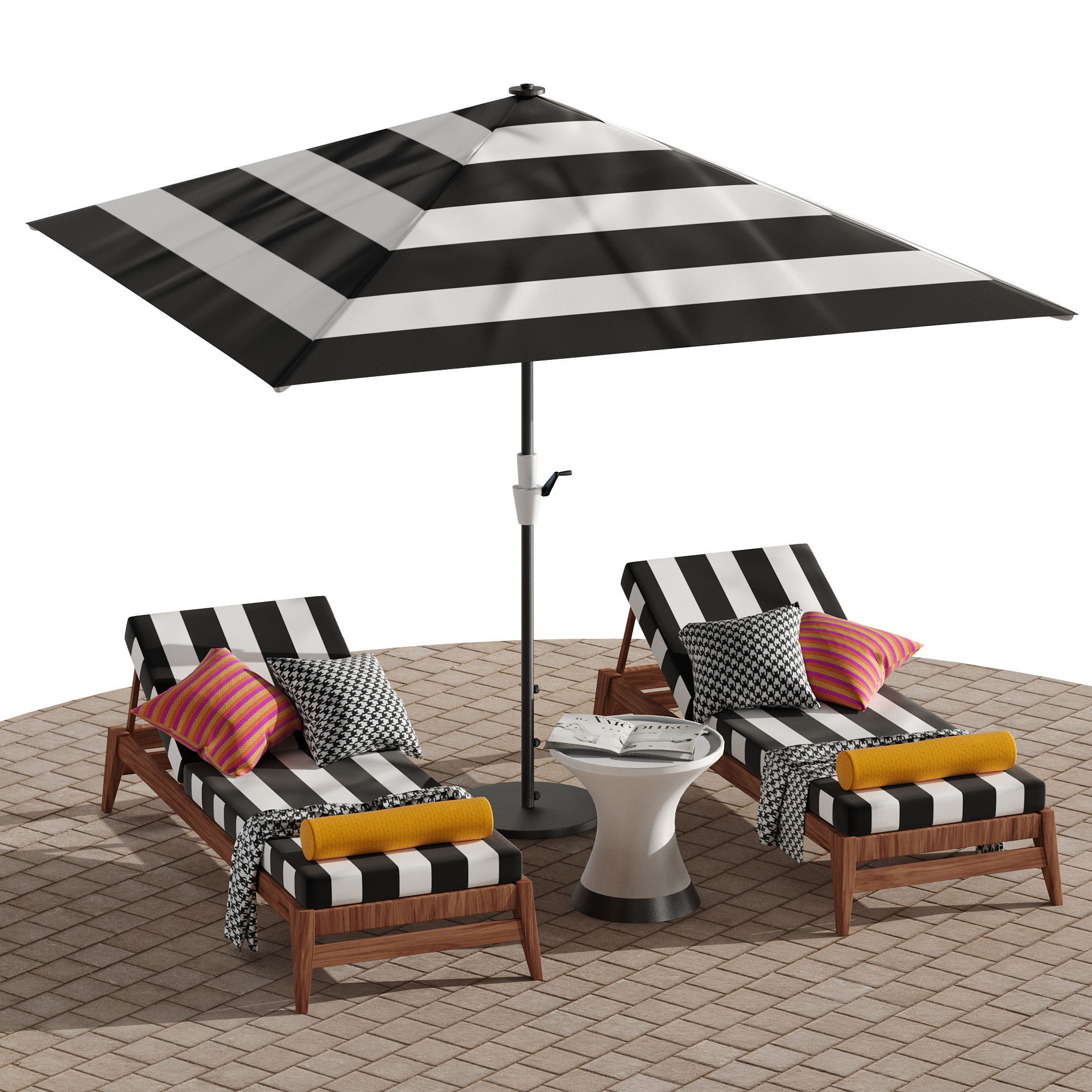 Beach lounge outdoor set 10 3D model_2