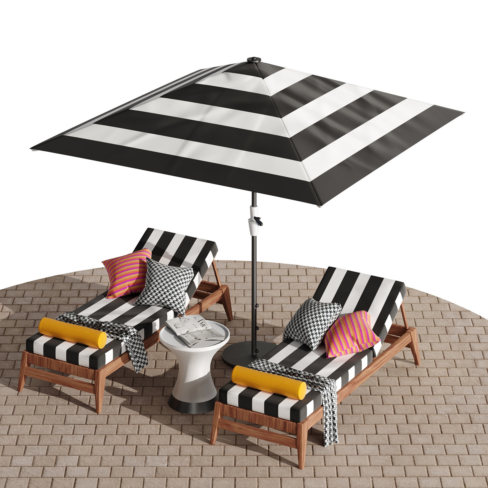 Beach lounge outdoor set 10 3D model_22
