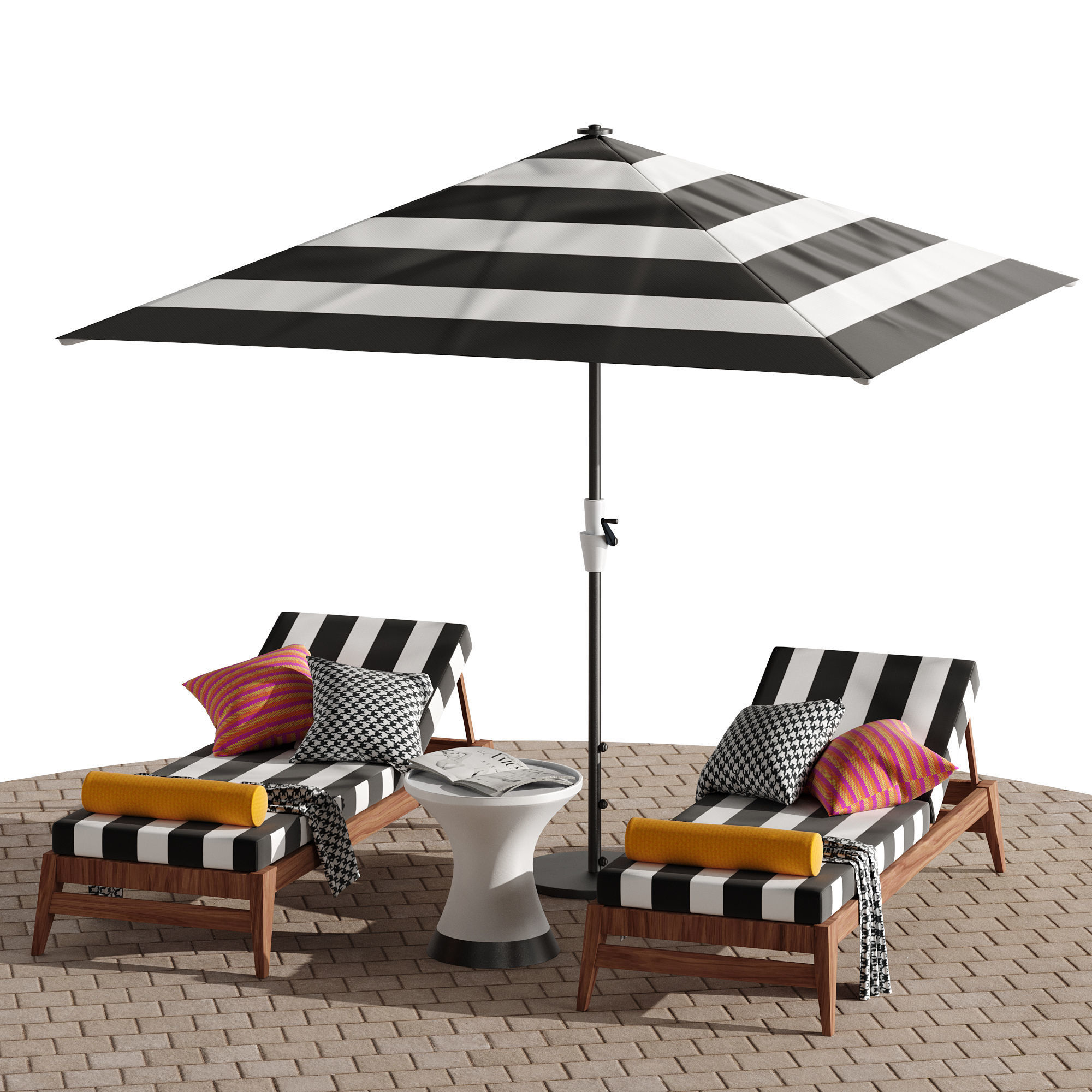 Beach lounge outdoor set 10 3D model_8
