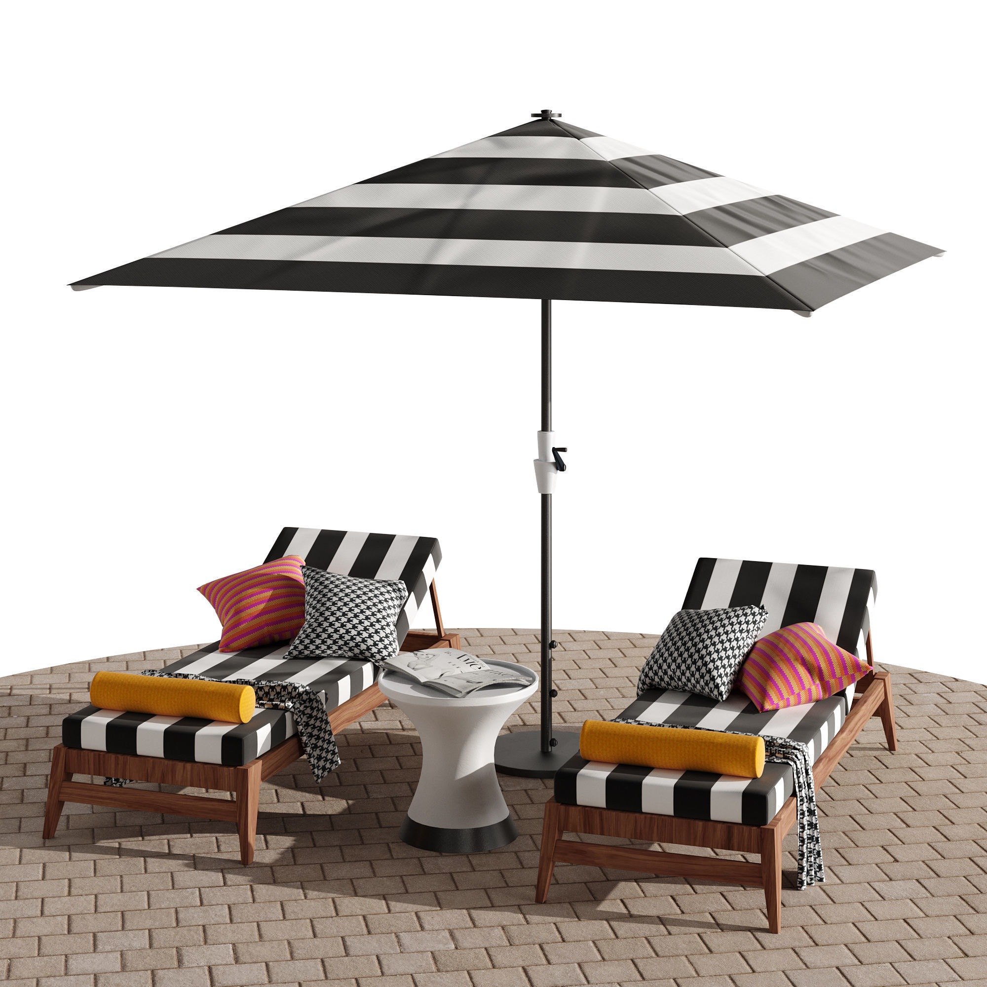 Beach lounge outdoor set 10 3D model_1