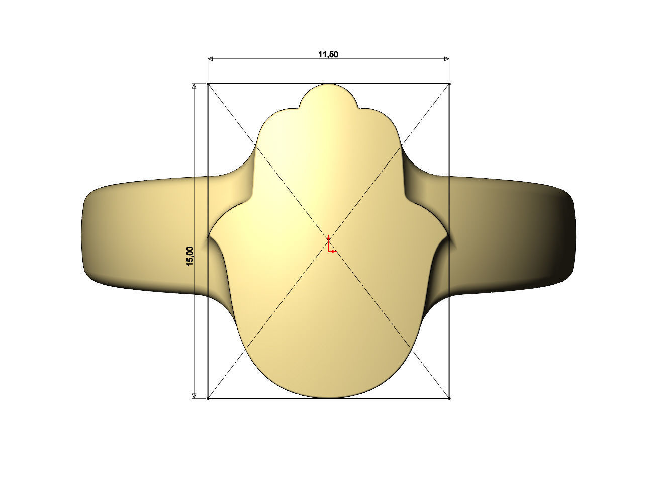 Rounded Hand of Fatima Hamsa shaped band US size 5 to 11 3D print model_6