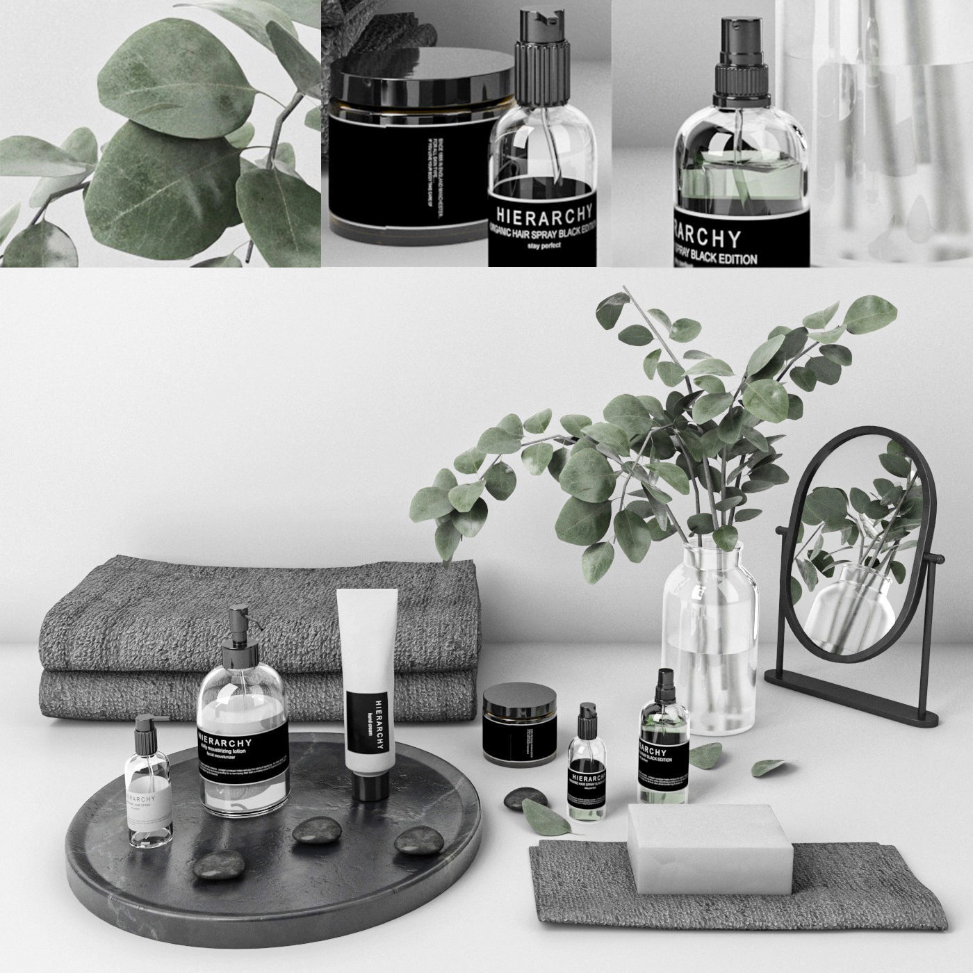 Bathroom set  with eucalyptus 14  3D model_1