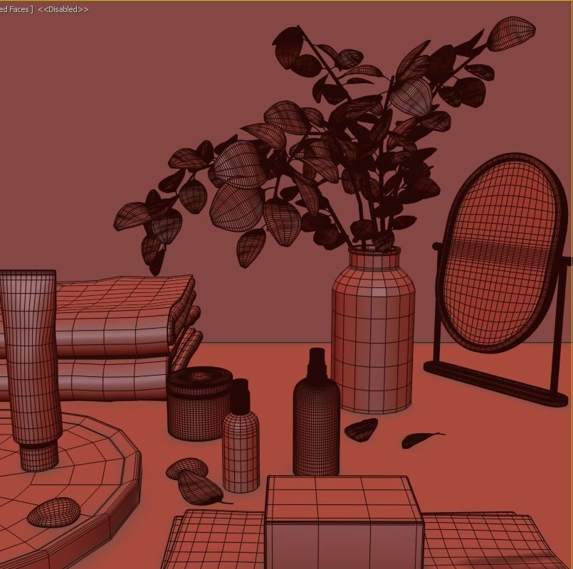 Bathroom set  with eucalyptus 14  3D model_5
