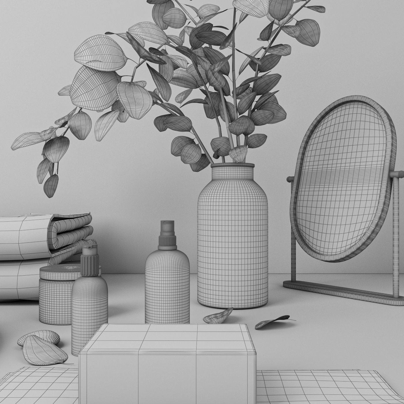 Bathroom set  with eucalyptus 14  3D model_6