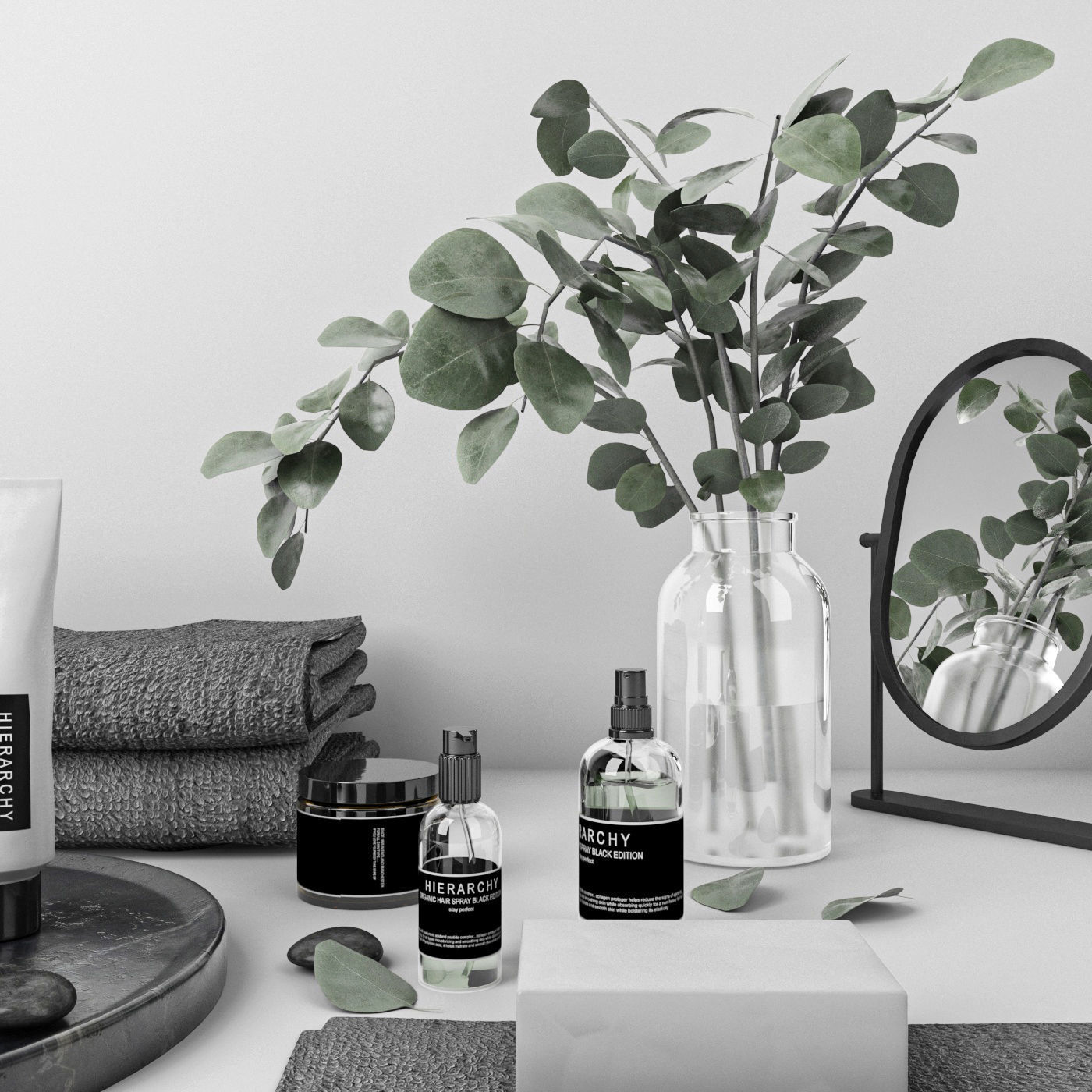 Bathroom set  with eucalyptus 14  3D model_2