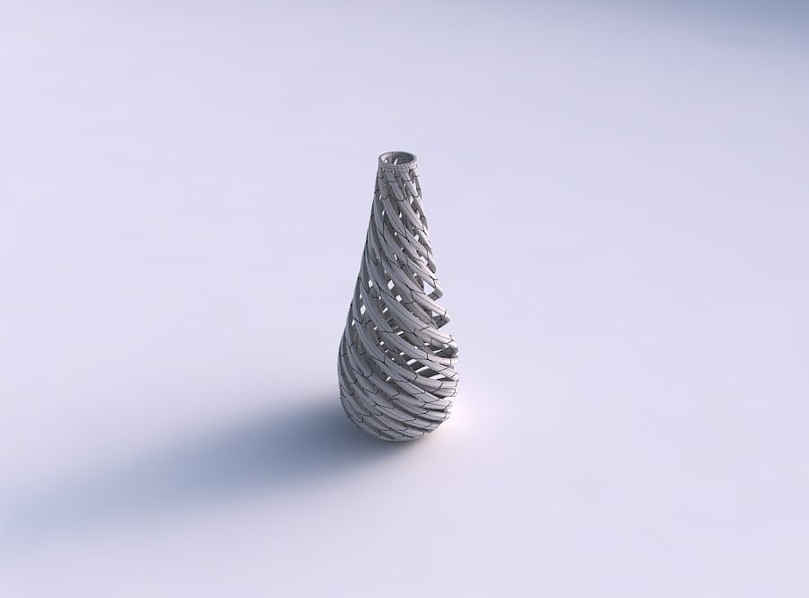 Vase taper drop shape with inner and outer lines very twisted... 3D print model_5