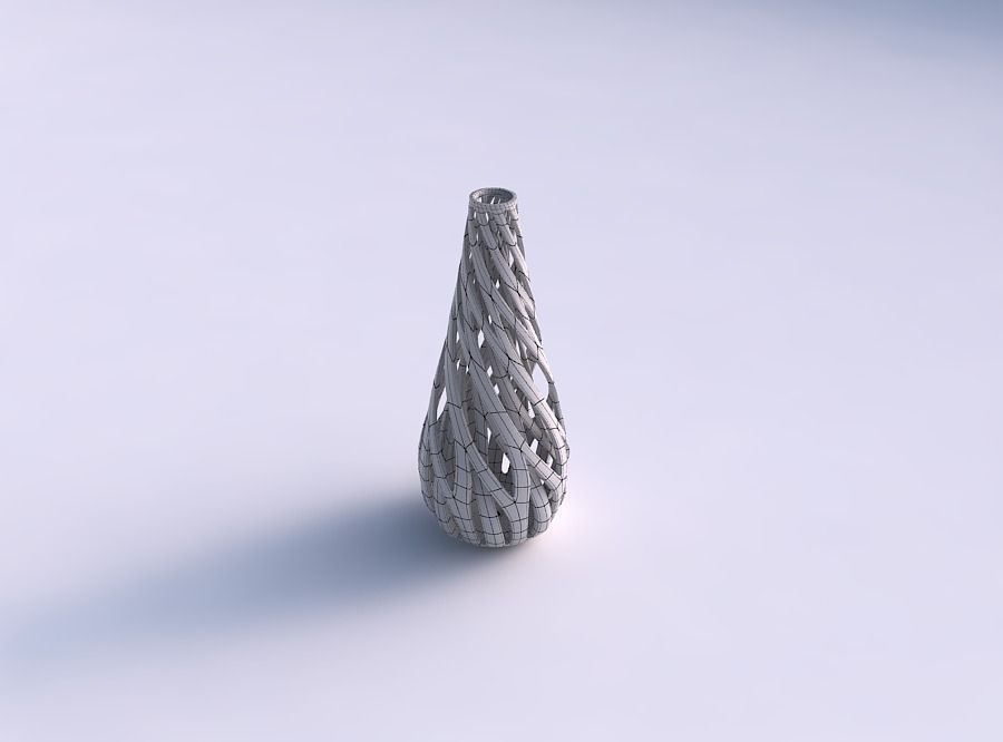 Vase taper drop shape with inner and outer lines twisted and ... 3D print model_5