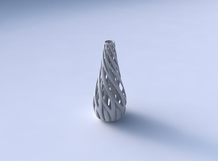 Vase taper drop shape with inner and outer lines twisted and ... 3D print model_3