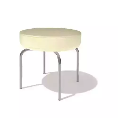White Stool With Metal Legs