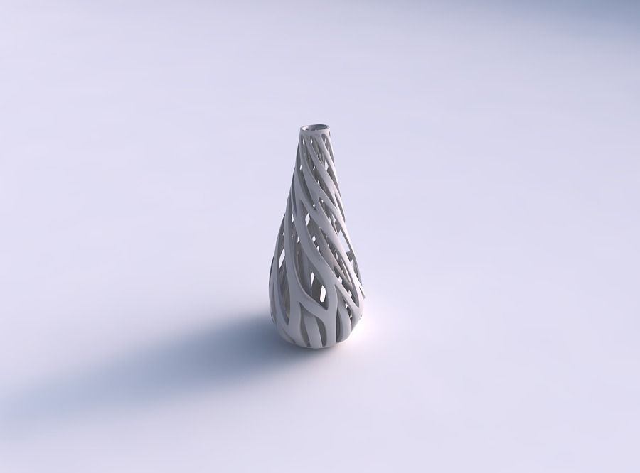 Vase taper drop shape with inner and outer lines twisted and ... 3D print model