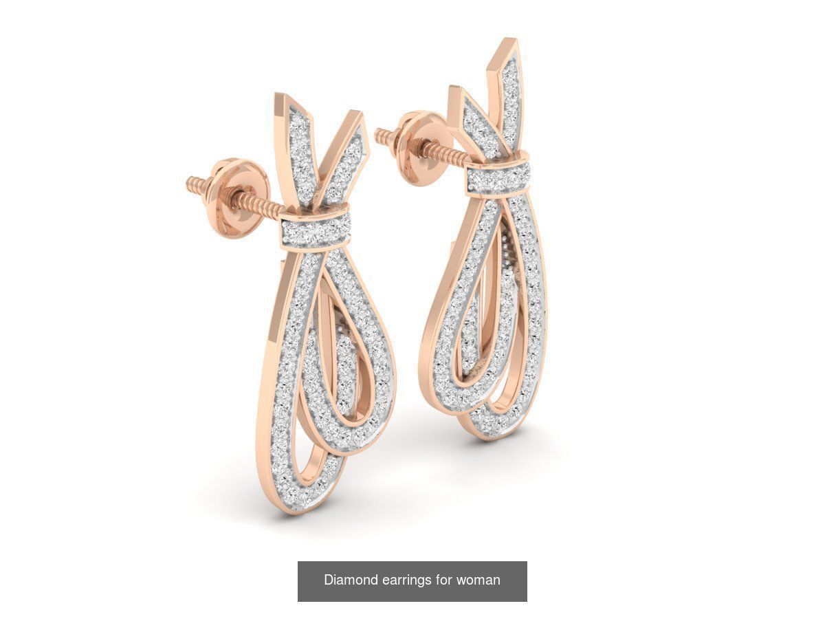 20 Diamond earrings for woman 3D Model Collection_3