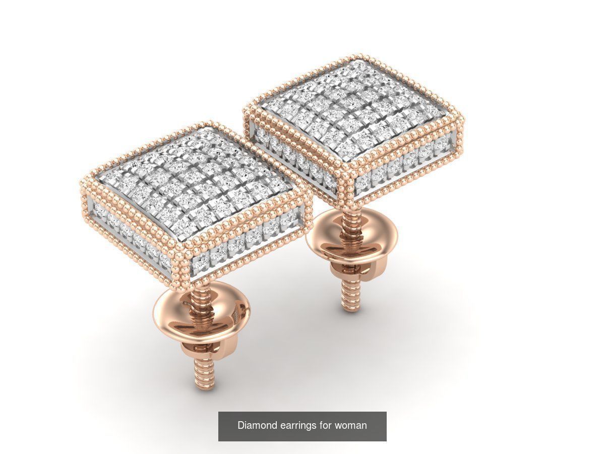 20 Diamond earrings for woman 3D Model Collection_11