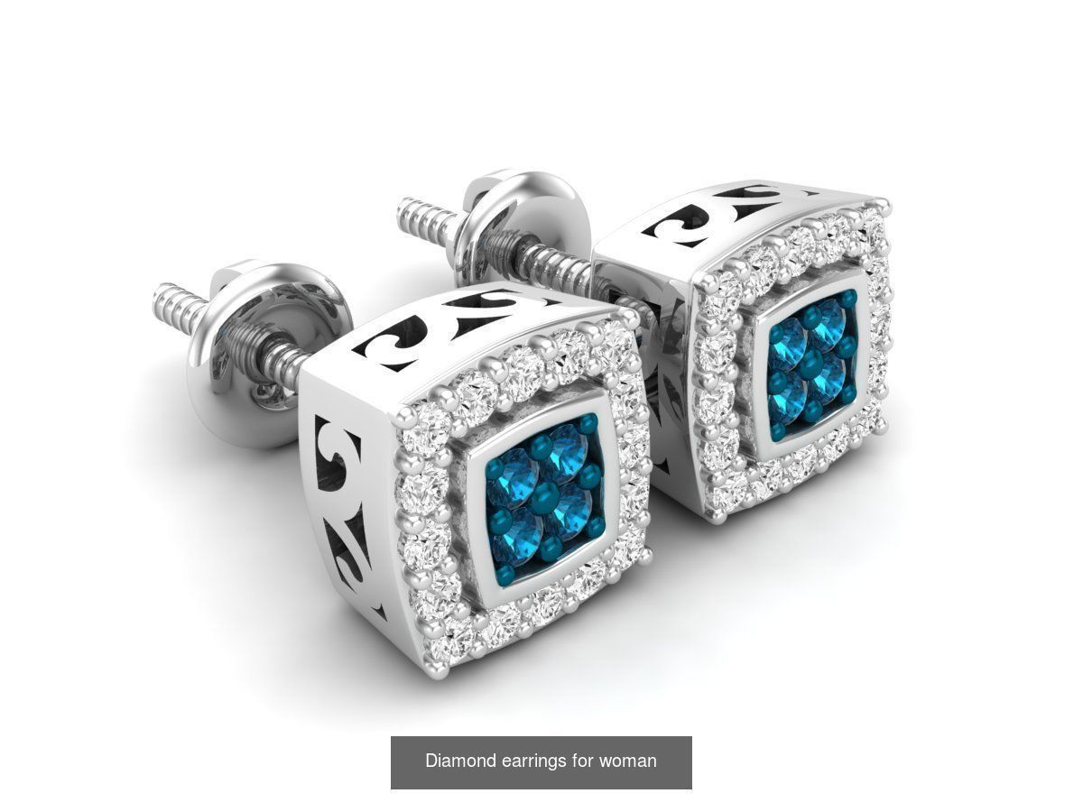 20 Diamond earrings for woman 3D Model Collection_8