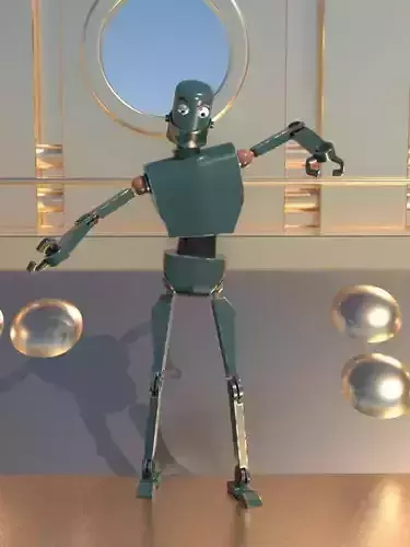 3D Robot Model and Robot Lab Environment Model Low-poly 3D model