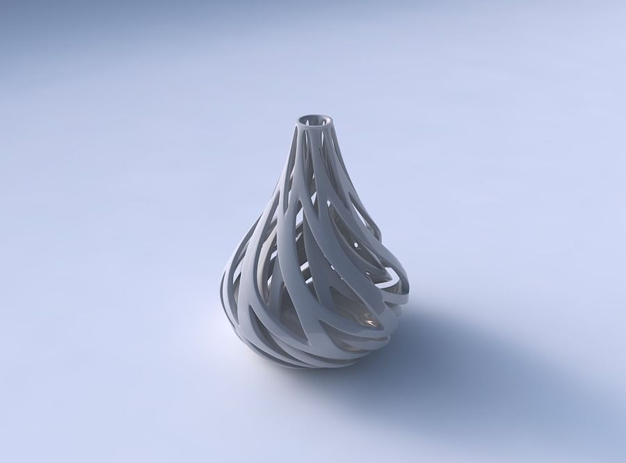 Vase taper drop shape with inner and outer lines twisted and ... 3D print model_3