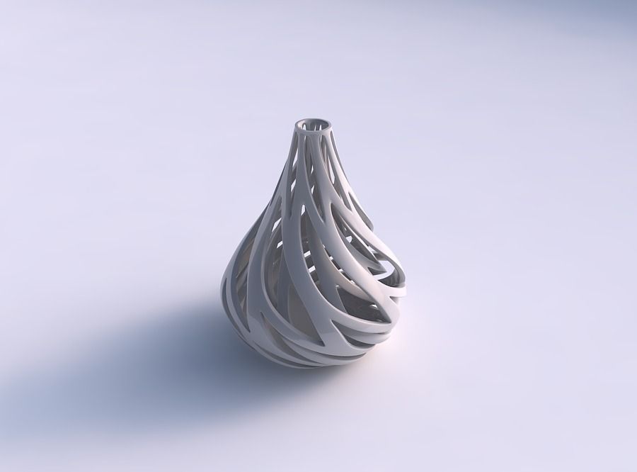 Vase taper drop shape with inner and outer lines twisted and ... 3D print model_0