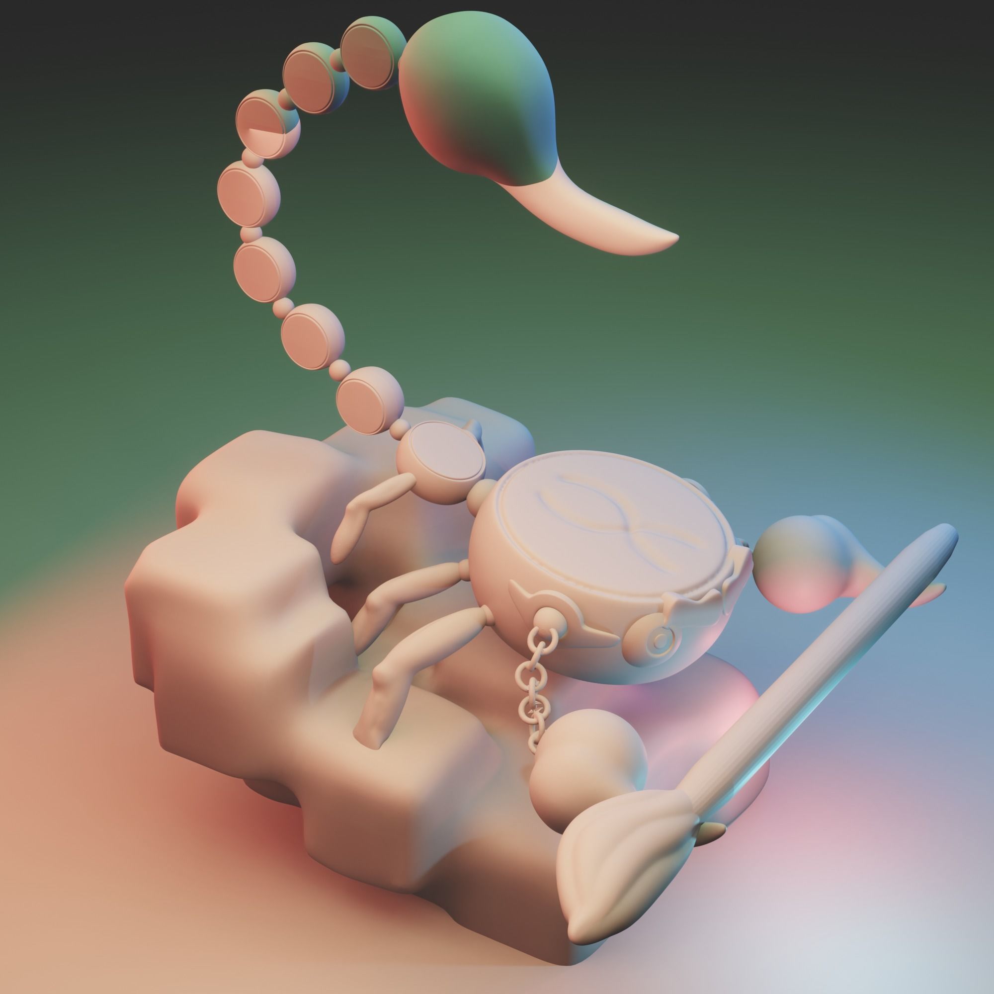 Concept Scorpion artist 3D model 3D print model_3