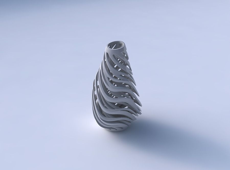 Vase taper 2 with twisted inner and outer lines very twisted ... 3D print model_3