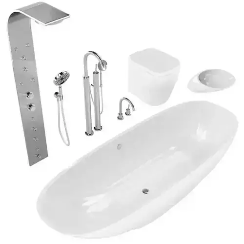 White And Metallic Bathroom Fixtures