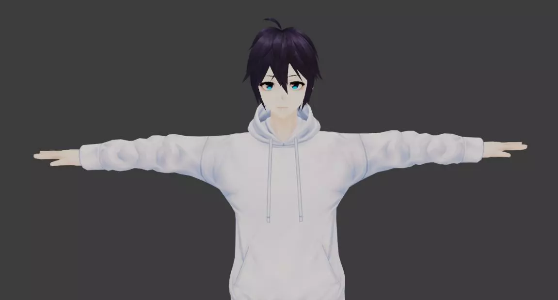 SciFi 3d anime kawaii boy character c22 Low-poly 3D model_0