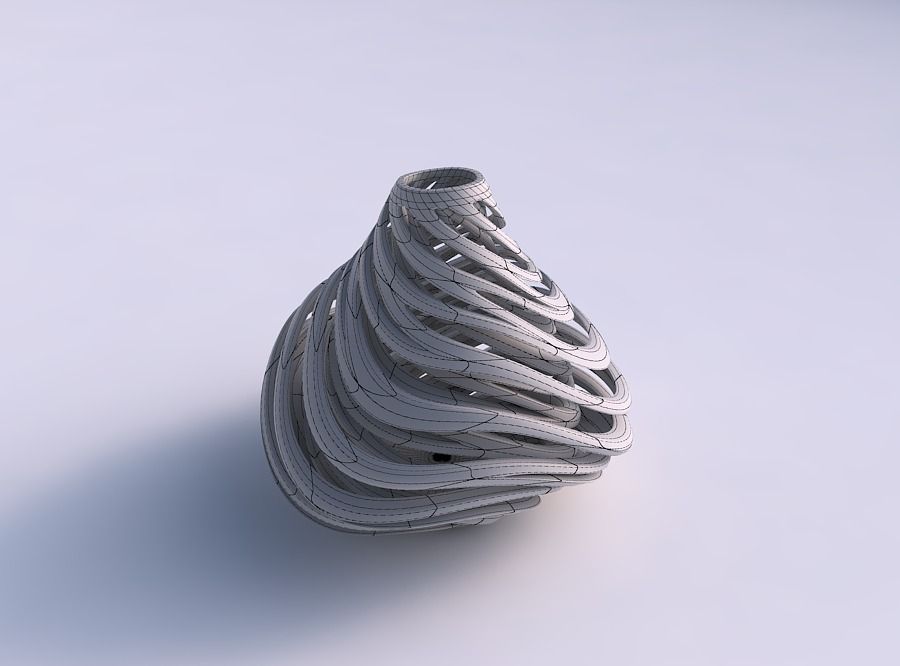 Vase taper 2 with twisted inner and outer lines very twisted ... 3D print model_5