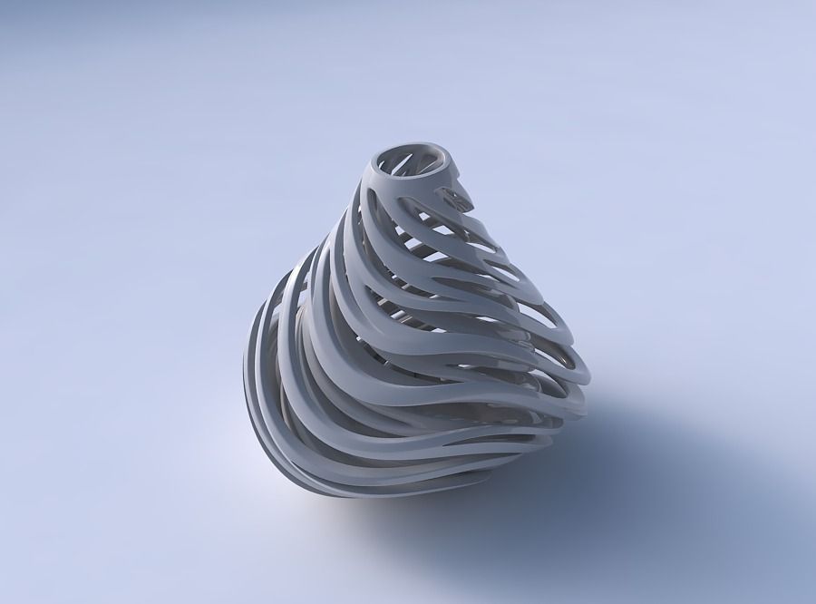 Vase taper 2 with twisted inner and outer lines very twisted ... 3D print model_3