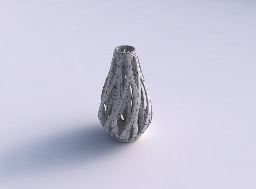 Vase taper 2 with twisted inner and outer lines tapered 3D print model_5