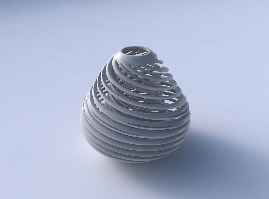 Vase spherical with twisted inner and outer lines very twiste... 3D print model_3