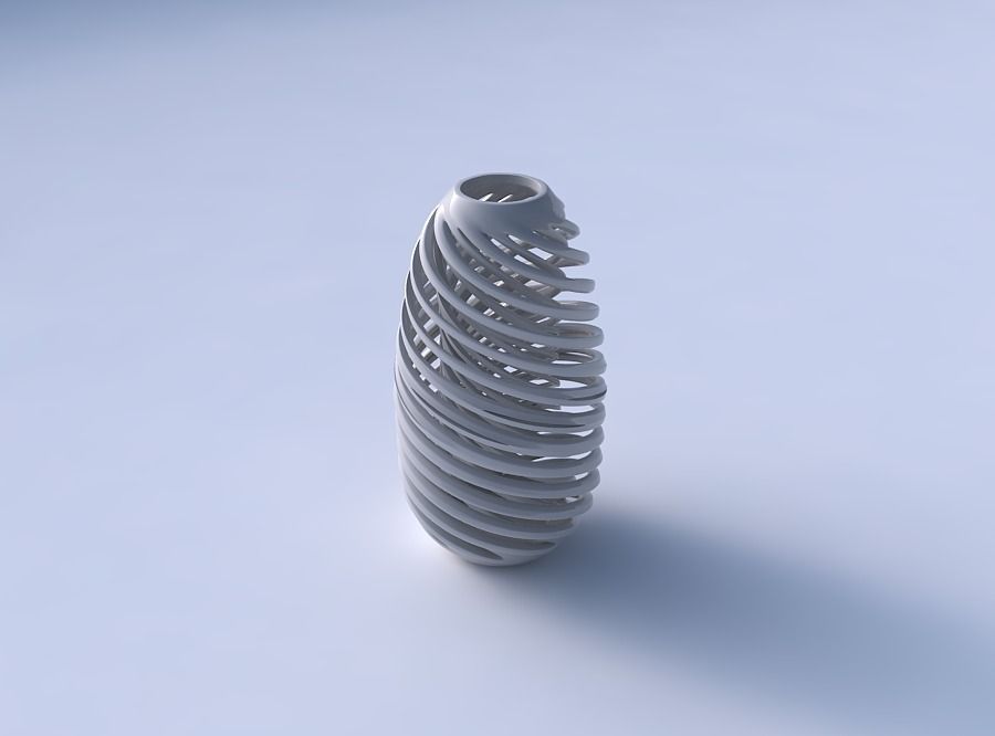 Vase spherical with twisted inner and outer lines very twiste... 3D print model_3