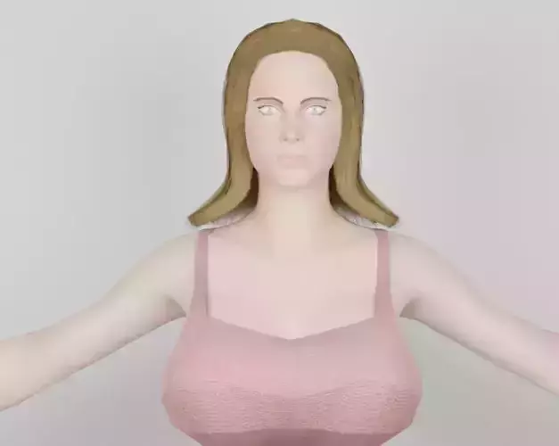 Huge Breast Woman High Heels Low-poly 3D model