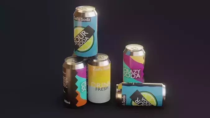 Soda can with 3 label-designs