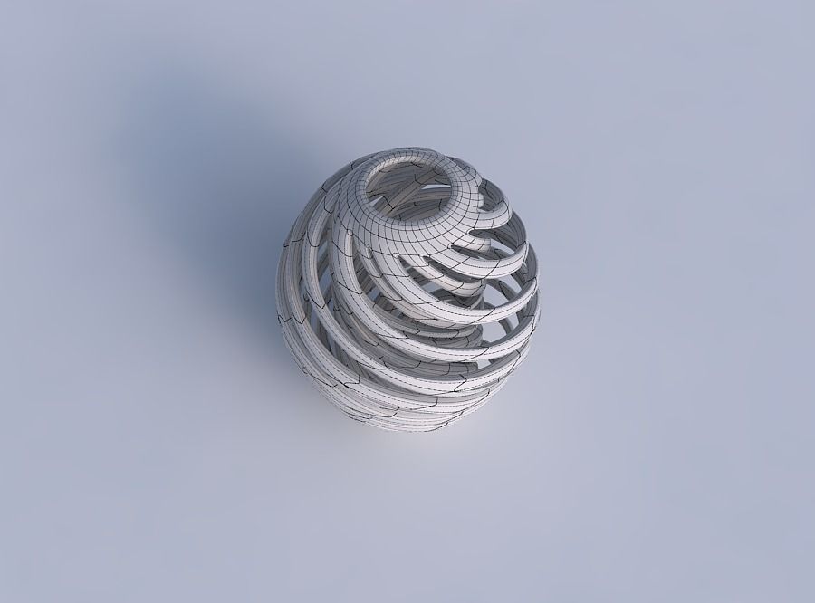 Vase spherical with twisted inner and outer lines twisted 3D print model_6