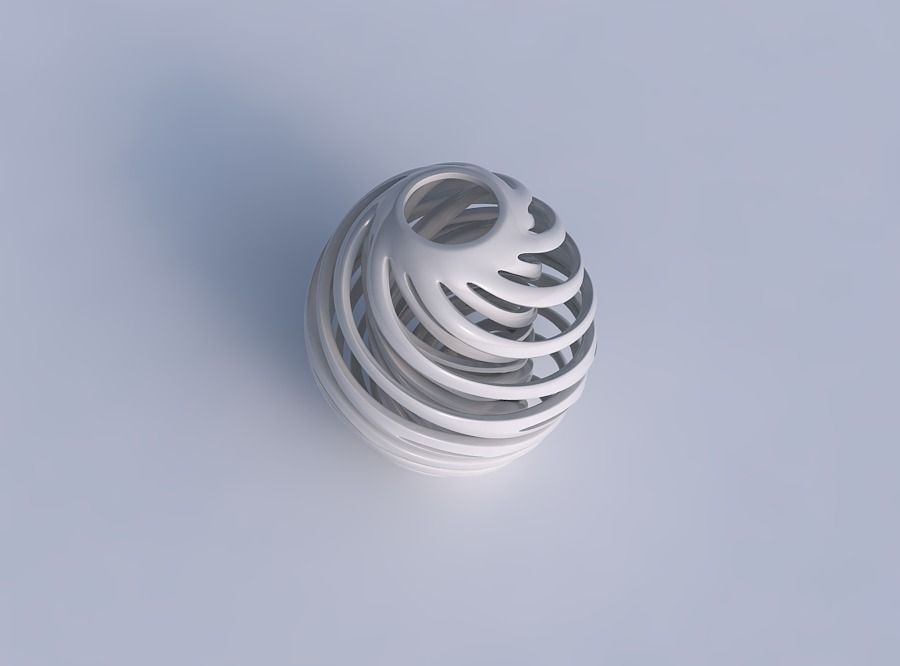 Vase spherical with twisted inner and outer lines twisted 3D print model_1