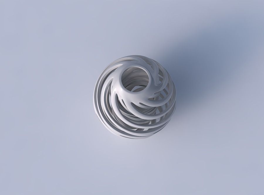 Vase spherical with twisted inner and outer lines twisted 3D print model_2
