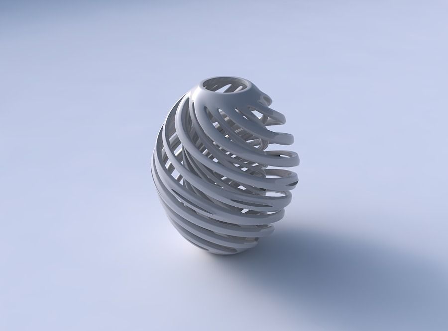 Vase spherical with twisted inner and outer lines twisted 3D print model_3