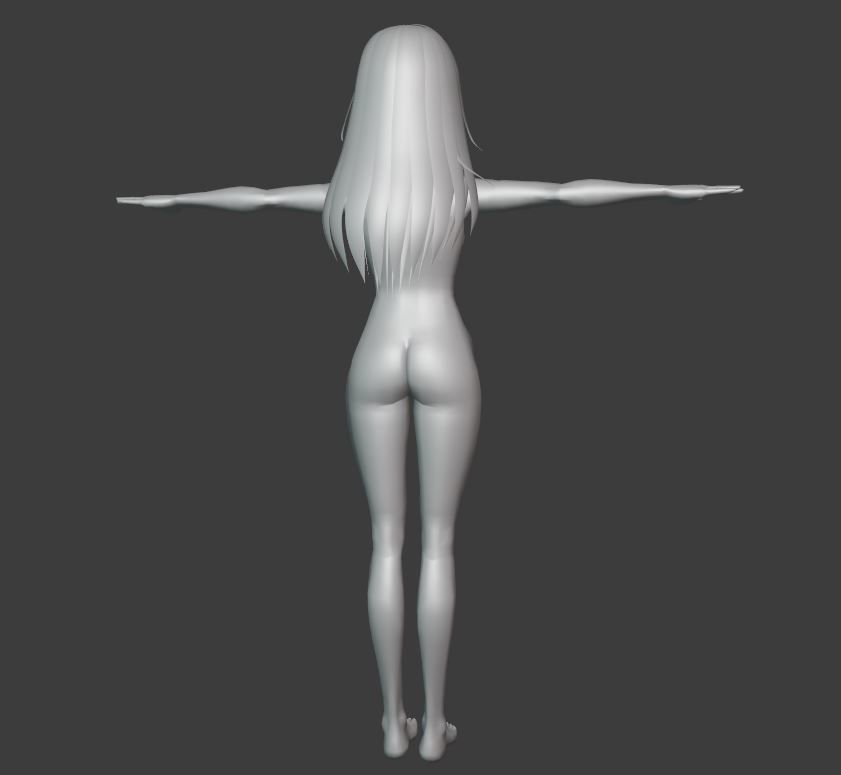 SciFi 3d anime girl character c9 Low-poly 3D model_7