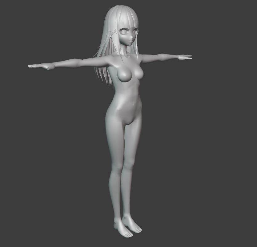 SciFi 3d anime girl character c9 Low-poly 3D model_6