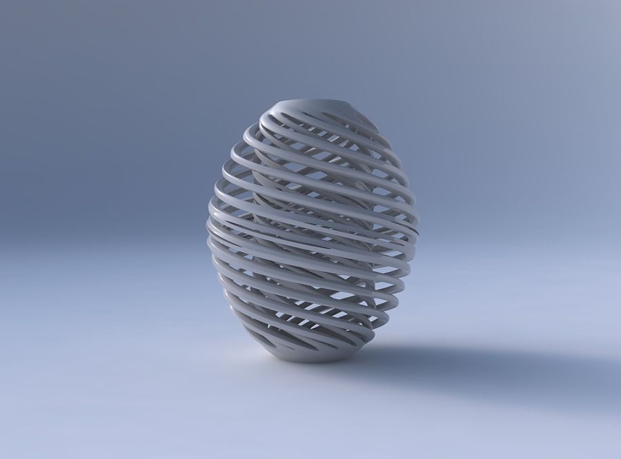 Vase spherical with twisted inner and outer lines very twisted 3D print model_4