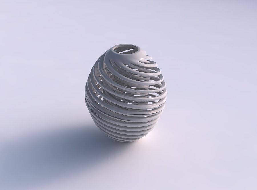 Vase spherical with twisted inner and outer lines very twisted 3D print model_0